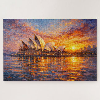 Puzzle Sydney Opera House Sunset Knife Oil Painting