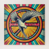 Puzzle Symbole Boho Retro Dove and Peace (Horizontal)