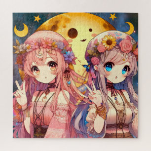 Puzzle SYMBOLE DE LA FEMME Anime Hippie Lune Filles Donne