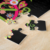 Puzzle SYMBOLE DE LA PAIX Florale EN NOIR (Côté)