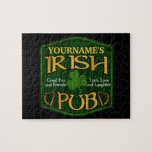 Puzzle Symbole de pub irlandais personnalisé (Horizontal)