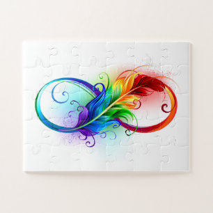 Puzzle Symbole d'infini avec plume arc-en-ciel