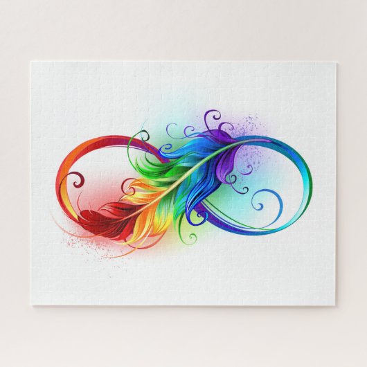 Puzzle Symbole d'infini avec plume arc-en-ciel (Horizontal)