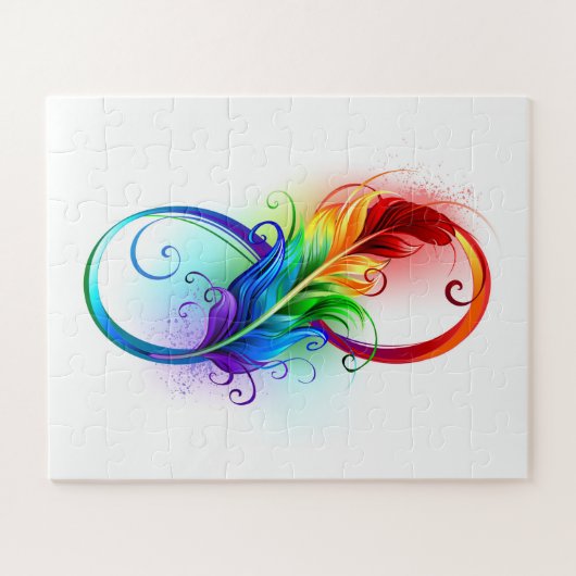 Puzzle Symbole d'infini avec plume arc-en-ciel (Horizontal)
