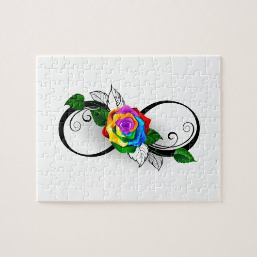 Puzzle Symbole d'infini avec Rose arc-en-ciel (Horizontal)