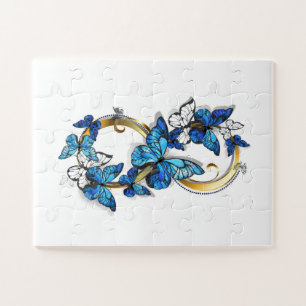 Puzzle Symbole infini de papillons Morpho bleus