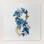 Puzzle Symbole infini de papillons Morpho bleus (Horizontal)