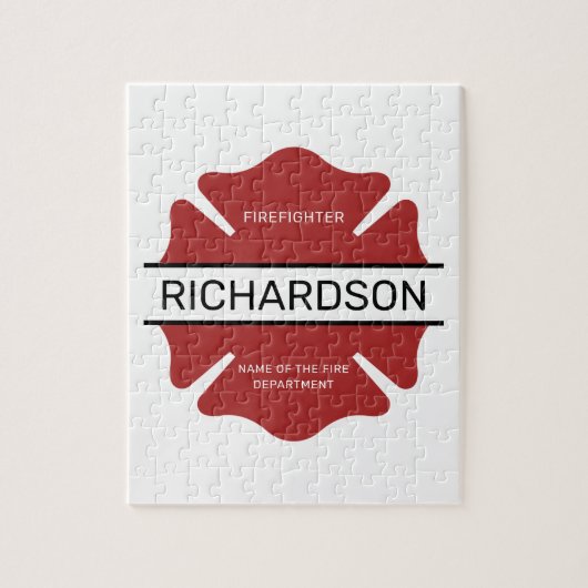 Puzzle Symbole logo rouge du pompier personnalisé (Vertical)