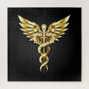 Puzzle Symbole Polygonal Or Caduceus