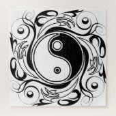 Puzzle Symbole Yin et Yang Style tatouage noir et blanc (Vertical)