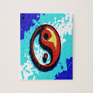 Puzzle SYMBOLE YIN Yang Rouge et Bleu Artiste