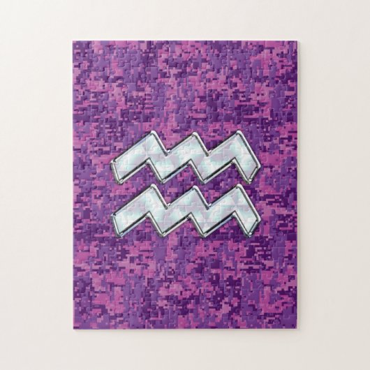 Puzzle Symbole Zodiaque Aquarius sur le camouflage numéri (Vertical)