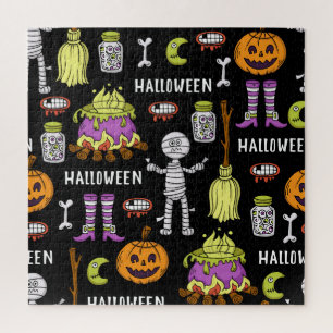 Puzzle Symboles d'Halloween, thème vintage continu