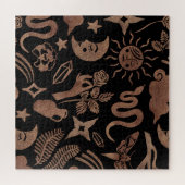 Puzzle Symboles mystiques : serpent, soleil, lune. (Horizontal)