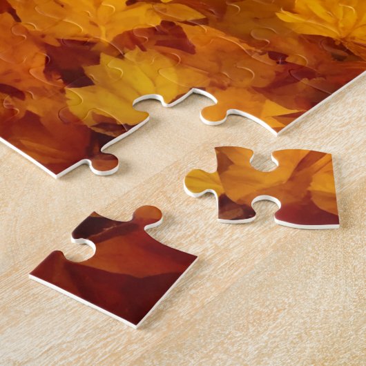 Puzzle Symphonie d'automne : Un chien au milieu de Feuill (Côté)