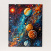 Puzzle Système solaire galaxie espace coloré (Vertical)