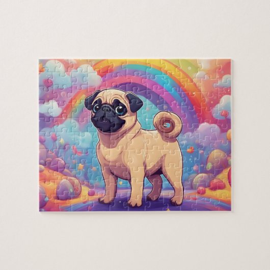 Puzzle T Pug Mignon Arc-en-Ciel (Horizontal)