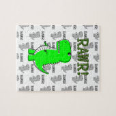 Puzzle T-Rex mignon et en colère avec Motif noir et blanc (Horizontal)