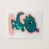 Puzzle T-Rex turquoise adorable (Horizontal)