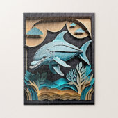 Puzzle T-shirt Dauphin Design en papier 3D (Vertical)