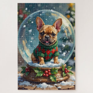 Puzzle T-shirt de Noël boule à neige Bouledogue Français