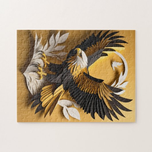 Puzzle T-shirt Eagle 3D Paper Art Design (Horizontal)
