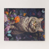 Puzzle Tabby Brown avec fleurs et style victorien (Horizontal)