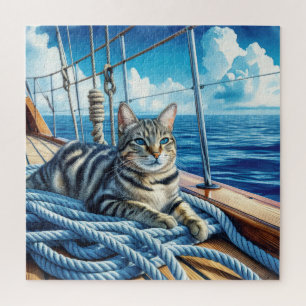Puzzle Tabby Chat Sur Les Cordes De Bateau