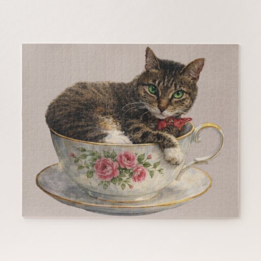 Puzzle Tabby dans une tasse de thé (Horizontal)