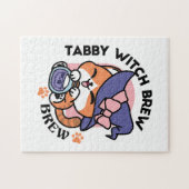 Puzzle Tabby Witch Brew – Cute Halloween Cat Design (Horizontal)
