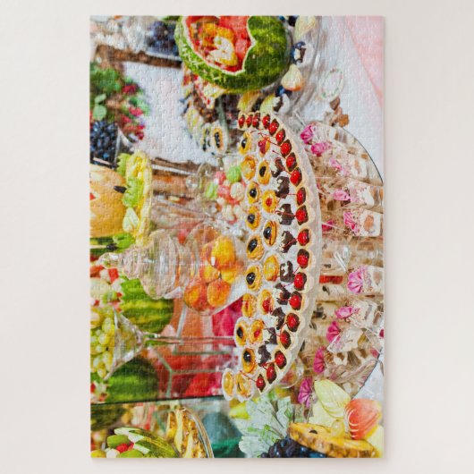 Puzzle Table Buffet avec Fruits et Pâtisseries (Vertical)
