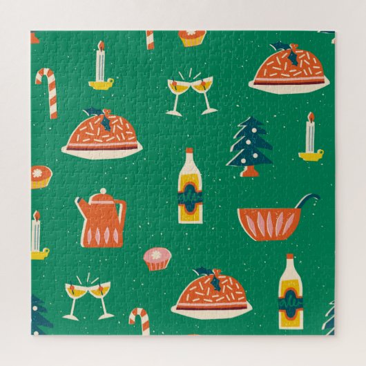 Puzzle Table festive de Noël, motif vintage. (Vertical)