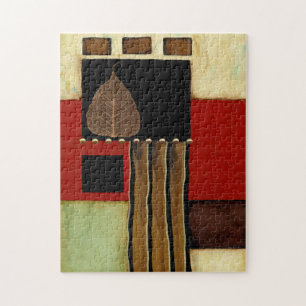 Puzzle Tableau à panneaux multicolores avec feuille Brown