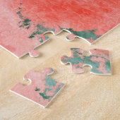Puzzle Tableau corail Abstrait et aquarelle verte (Côté)