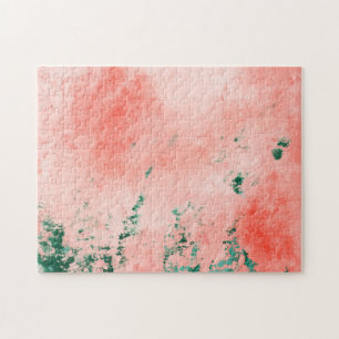 Puzzle Tableau corail Abstrait et aquarelle verte