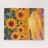 Puzzle Tableau de paysage de coucher de soleil dans un ch (Horizontal)