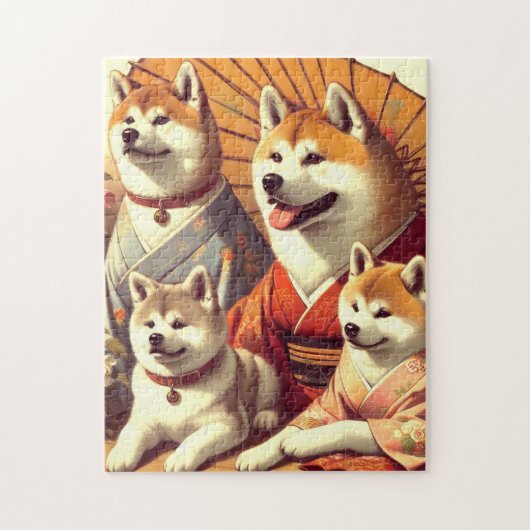 Puzzle Tableau vintage Akita Chien (Vertical)
