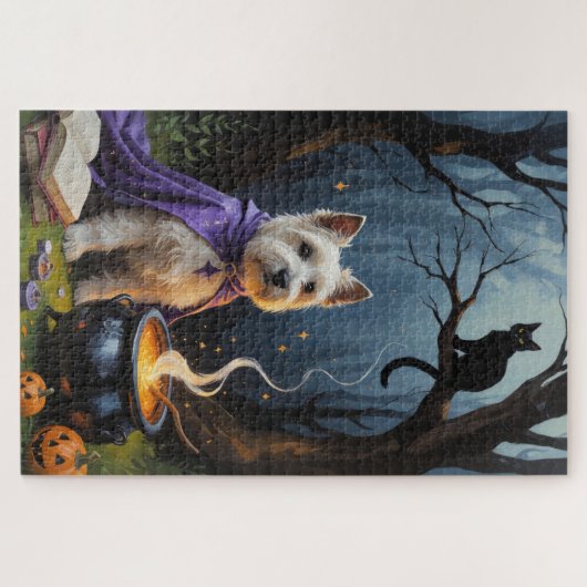 Puzzle Tableau Whimsical Halloween de Cairn Terrier Chien (Horizontal)