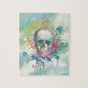 Puzzle Taches crâniennes cool tourbillonne cadre fleuri 