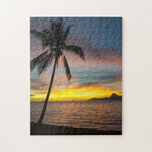 Puzzle Tahiti Coucher de soleil Tropical Palm Tree photo (Vertical)