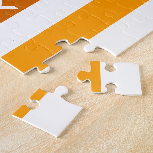 Puzzle Tan Brown Orange Vertical Stripes Monogramme (Côté)