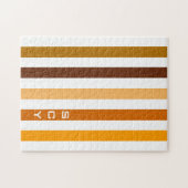 Puzzle Tan Brown Orange Vertical Stripes Monogramme (Horizontal)