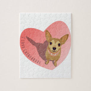 Puzzle Tan Chihuahua in diamond pink collar en heart
