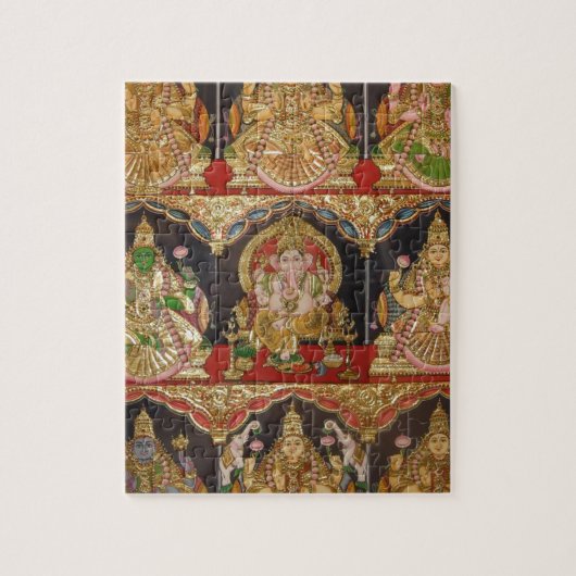 PUZZLE TANJORE PEIGNANT DES SUD INDE D'ASHTALAKSHMI (Vertical)