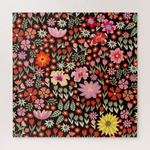 Puzzle Tapis En Fleur : Vintage Floral Sans Couleur.