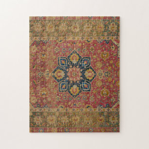 Puzzle Tapis persan asiatique Kashan or rouge