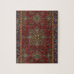 Puzzle Tapis persan vintage motif rouge bleu arabesque