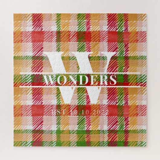 Puzzle Tartan Hard Plaid Custom Monogrammed (Vertical)