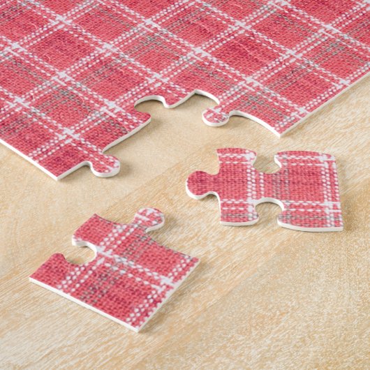 Puzzle Tartan rouge rétro plaid : motif sans soudure. (Côté)