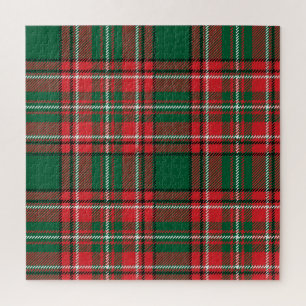Puzzle Tartan traditionnel : motif plaid rouge-vert.